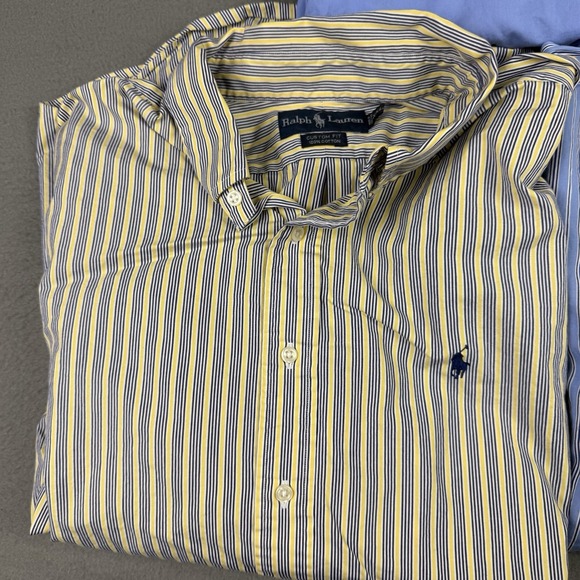 Lot of 3 Ralph Lauren Classic fit + Custom Mens XXL 2XL Blue Stripe Button Down - Picture 2 of 15